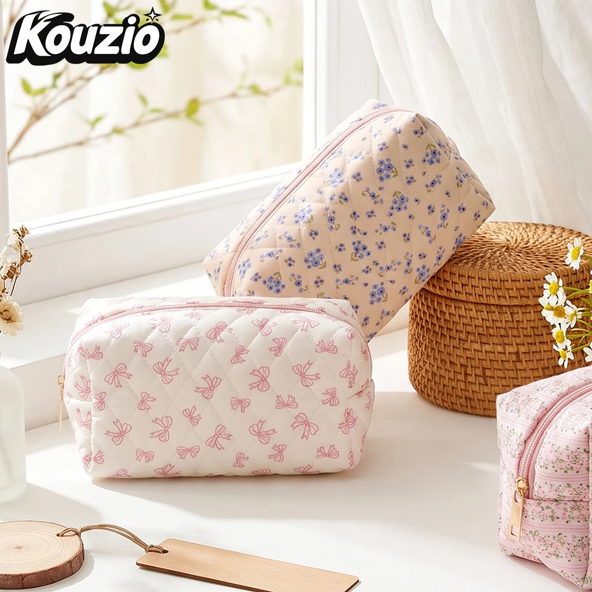 Coquette Quilted Cosmetic Bag